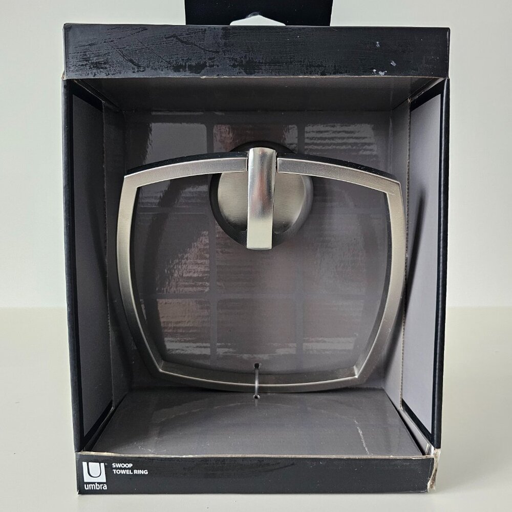 NIB UMBRA Swoop Towel Ring Nickel Finish